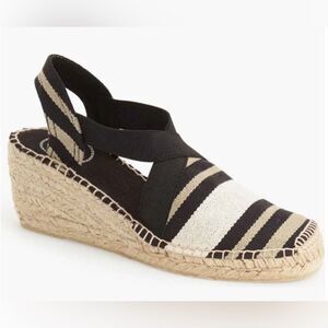 Toni Pons Tarbes Espadrille Sling Back Sandal in Negre. Black/tan/khaki Stripe.